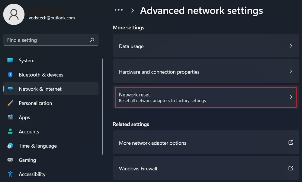 Advanced network settings