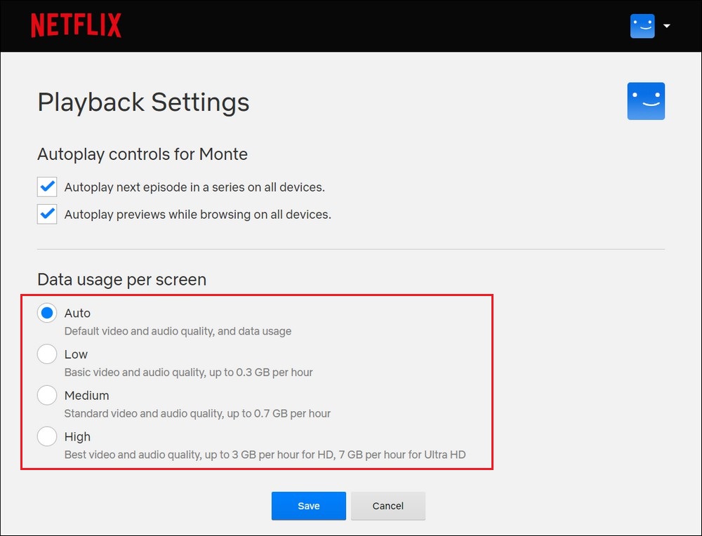 Change Video Quality on Netflix