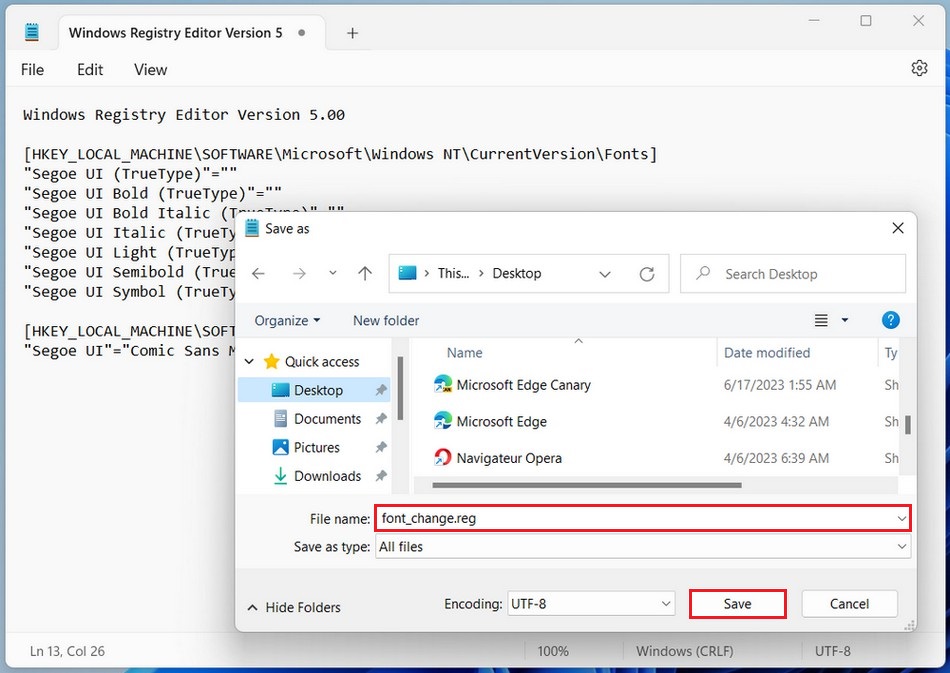 Change default system font in Windows 11