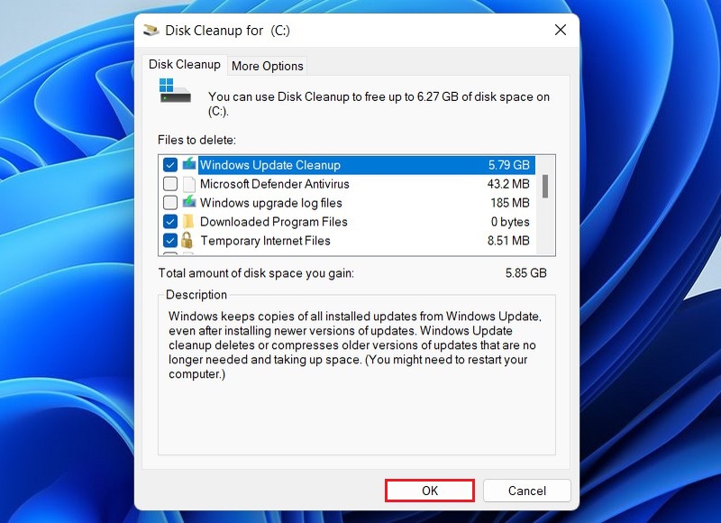 Clean Up WinSxS Folder using Disk Cleanup Tool