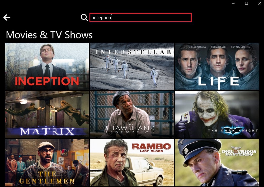 Select the movie or TV show