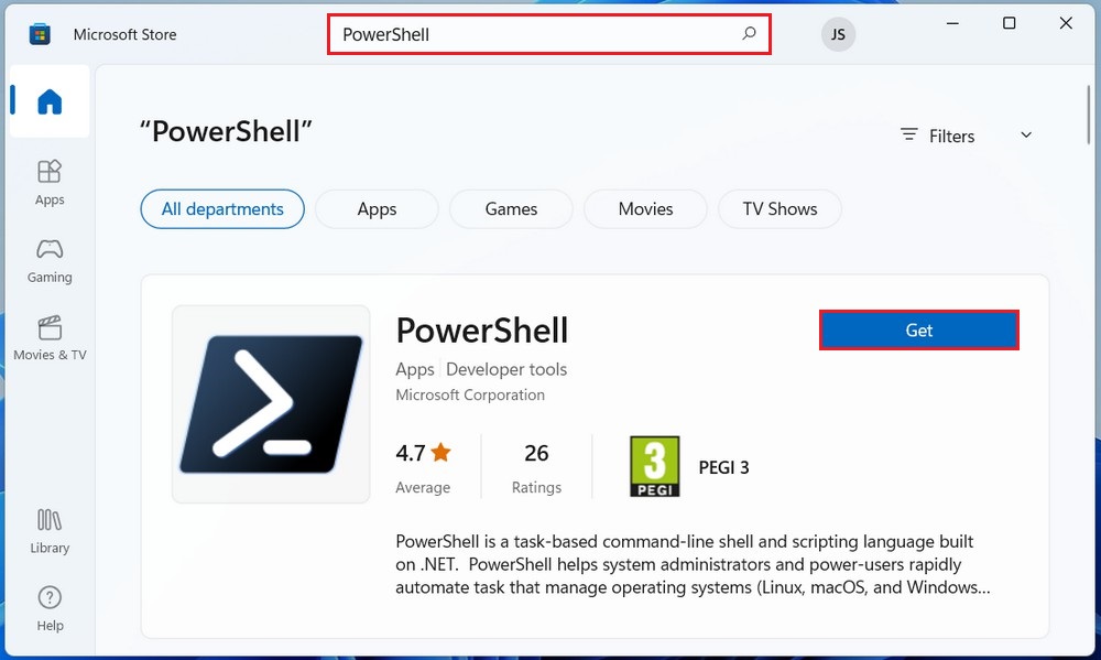 Update PowerShell from Microsoft Store