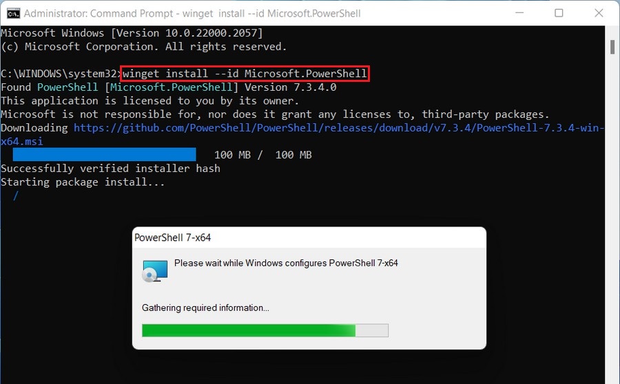 Update PowerShell from winget command